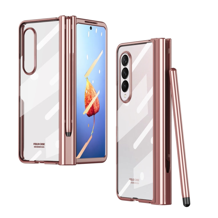 For Samsung Galaxy Z Fold4 Full Body Electroplating Hinge Phone Case with Pen Slot(Rose Gold) - Galaxy Z Fold4 5G Cases by buy2fix | Online Shopping UK | buy2fix