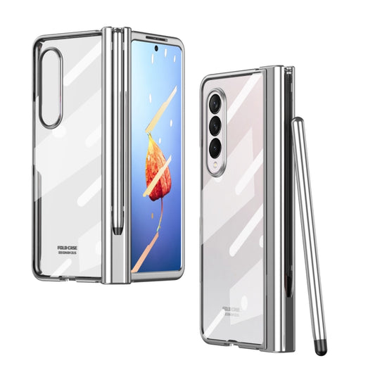 For Samsung Galaxy Z Fold4 Full Body Electroplating Hinge Phone Case with Pen Slot(Silver) - Galaxy Z Fold4 5G Cases by buy2fix | Online Shopping UK | buy2fix