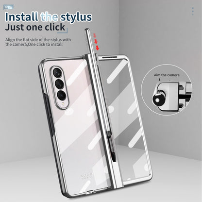 For Samsung Galaxy Z Fold4 Full Body Integrated Electroplating Hinge Phone Case with Pen Slot(Silver) - Galaxy Z Fold4 5G Cases by buy2fix | Online Shopping UK | buy2fix