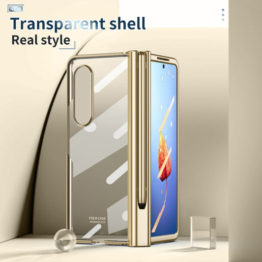 For Samsung Galaxy Z Fold4 Full Body Integrated Electroplating Hinge Phone Case with Pen Slot(Gold) - Galaxy Z Fold4 5G Cases by buy2fix | Online Shopping UK | buy2fix