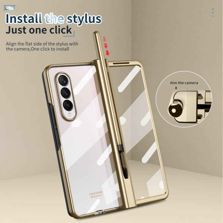 For Samsung Galaxy Z Fold4 Full Body Integrated Electroplating Hinge Phone Case with Pen Slot(Gold) - Galaxy Z Fold4 5G Cases by buy2fix | Online Shopping UK | buy2fix