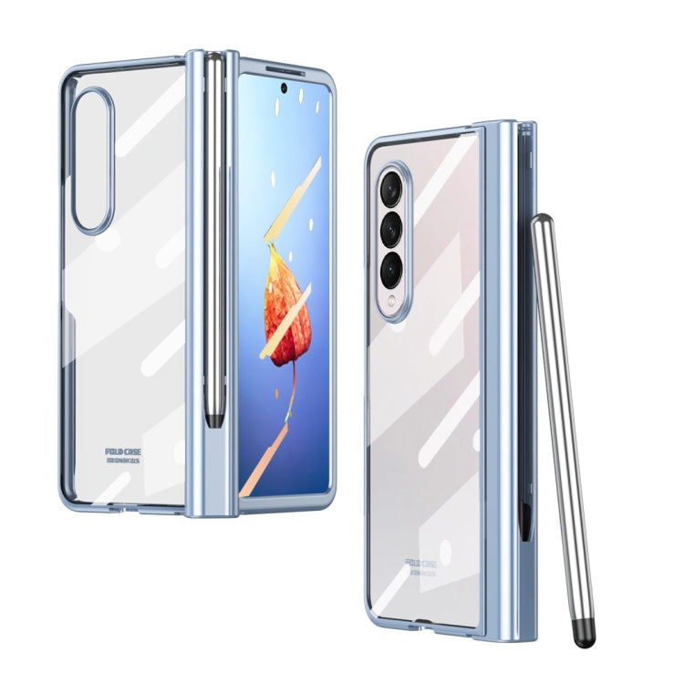 For Samsung Galaxy Z Fold4 Full Body Integrated Electroplating Hinge Phone Case with Pen Slot(Blue) - Galaxy Z Fold4 5G Cases by buy2fix | Online Shopping UK | buy2fix