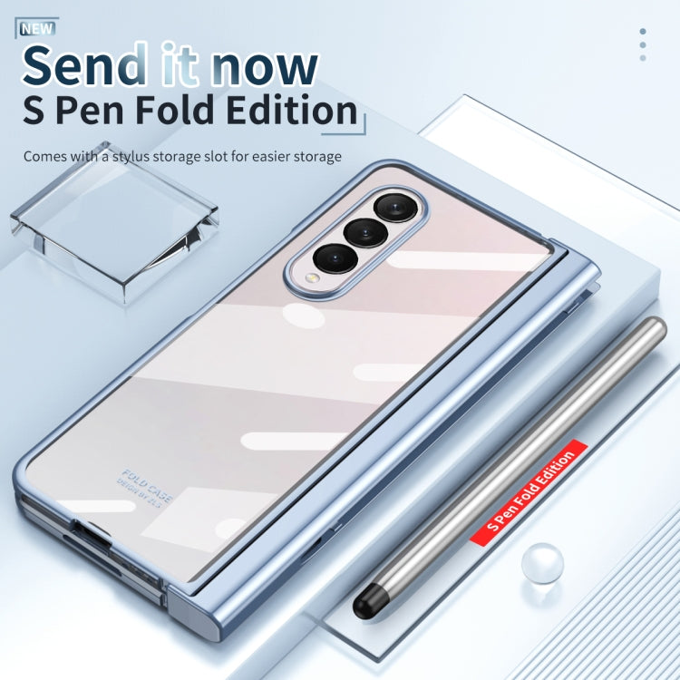 For Samsung Galaxy Z Fold4 Full Body Integrated Electroplating Hinge Phone Case with Pen Slot(Blue) - Galaxy Z Fold4 5G Cases by buy2fix | Online Shopping UK | buy2fix