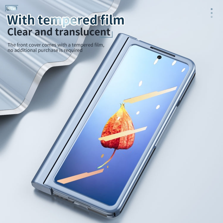 For Samsung Galaxy Z Fold4 Full Body Integrated Electroplating Hinge Phone Case with Pen Slot(Blue) - Galaxy Z Fold4 5G Cases by buy2fix | Online Shopping UK | buy2fix