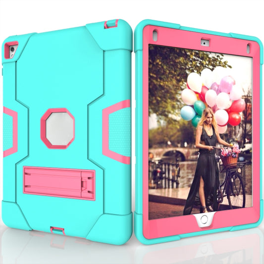 Contrast Color Robot Silicone + PC Tablet Case For iPad 6 / iPad Pro 9.7 2016(Mint Green + Rose Red) - iPad Pro 9.7 inch Cases by buy2fix | Online Shopping UK | buy2fix