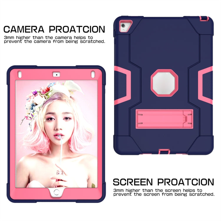 Contrast Color Robot Silicone + PC Tablet Case For iPad 6 / iPad Pro 9.7 2016(Navy Blue + Rose Red) - iPad Pro 9.7 inch Cases by buy2fix | Online Shopping UK | buy2fix