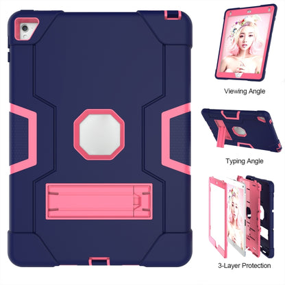 Contrast Color Robot Silicone + PC Tablet Case For iPad 6 / iPad Pro 9.7 2016(Navy Blue + Rose Red) - iPad Pro 9.7 inch Cases by buy2fix | Online Shopping UK | buy2fix
