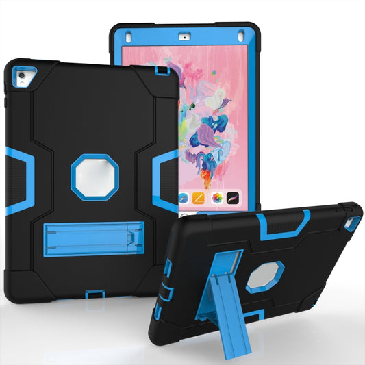 Contrast Color Robot Silicone + PC Tablet Case For iPad 6 / iPad Pro 9.7 2016(Black + Blue) - iPad Pro 9.7 inch Cases by buy2fix | Online Shopping UK | buy2fix