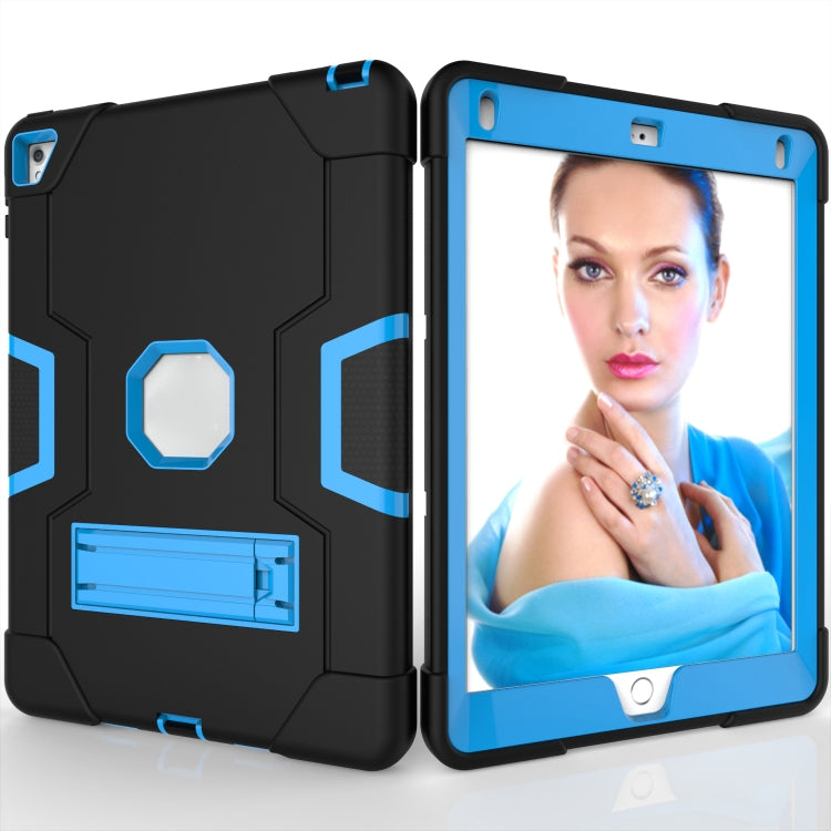 Contrast Color Robot Silicone + PC Tablet Case For iPad 6 / iPad Pro 9.7 2016(Black + Blue) - iPad Pro 9.7 inch Cases by buy2fix | Online Shopping UK | buy2fix