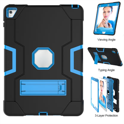 Contrast Color Robot Silicone + PC Tablet Case For iPad 6 / iPad Pro 9.7 2016(Black + Blue) - iPad Pro 9.7 inch Cases by buy2fix | Online Shopping UK | buy2fix