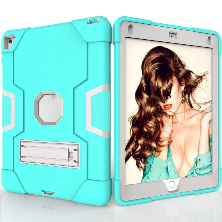 Contrast Color Robot Silicone + PC Tablet Case For iPad 6 / iPad Pro 9.7 2016(Mint Green Grey) - iPad Pro 9.7 inch Cases by buy2fix | Online Shopping UK | buy2fix
