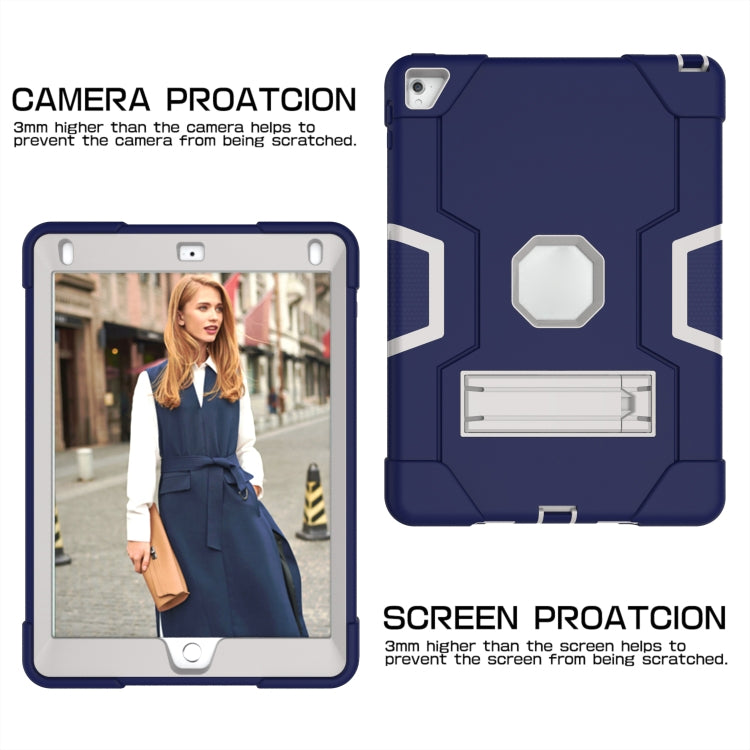 Contrast Color Robot Silicone + PC Tablet Case For iPad 6 / iPad Pro 9.7 2016(Navy Blue Grey) - iPad Pro 9.7 inch Cases by buy2fix | Online Shopping UK | buy2fix