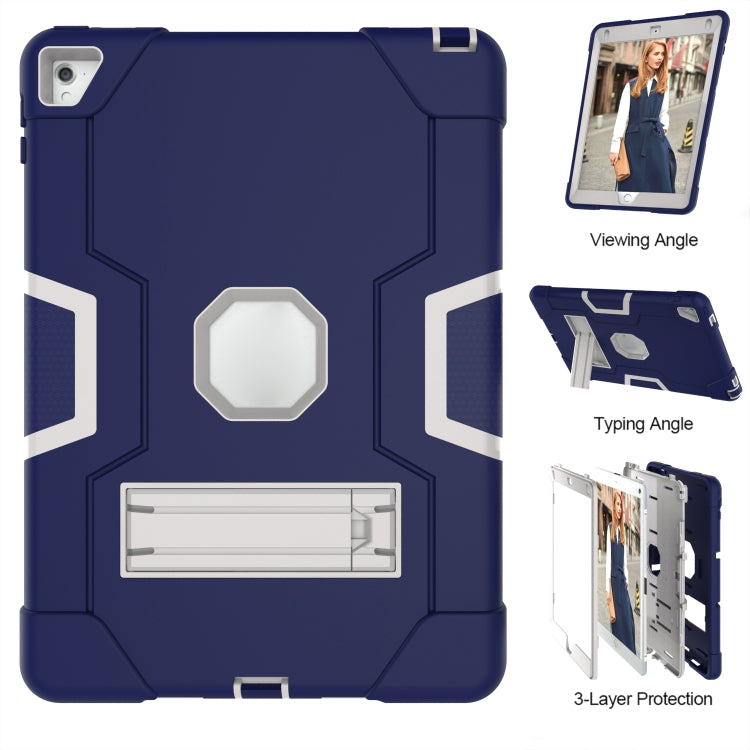 Contrast Color Robot Silicone + PC Tablet Case For iPad 6 / iPad Pro 9.7 2016(Navy Blue Grey) - iPad Pro 9.7 inch Cases by buy2fix | Online Shopping UK | buy2fix