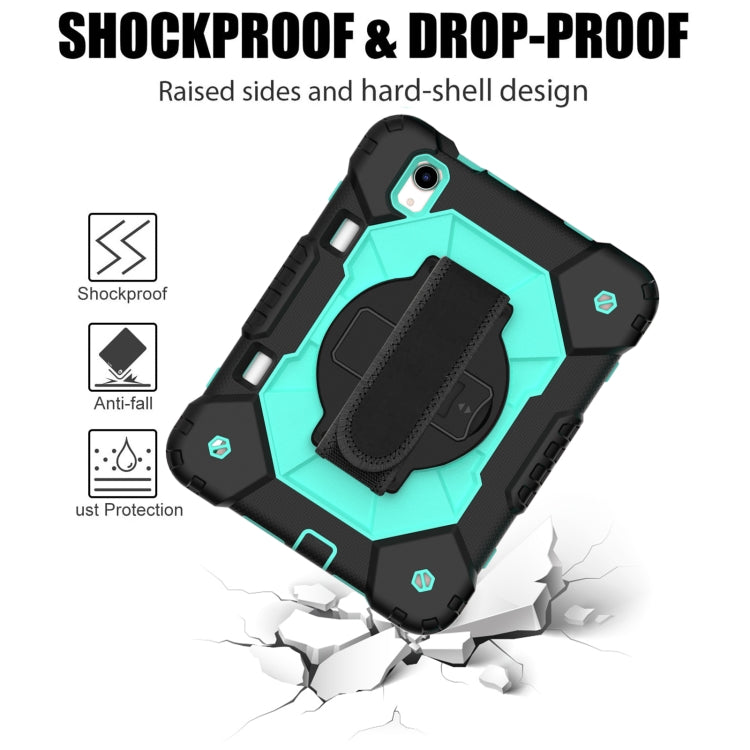 For iPad mini 2024 / mini 6 Contrast Color Robot Silicone + PC Tablet Case with Shoulder Strap(Black+Mint) - iPad mini 6 Cases by buy2fix | Online Shopping UK | buy2fix