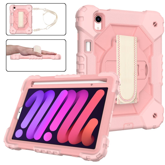 For iPad mini 2024 / mini 6 Contrast Color Robot Silicone + PC Tablet Case with Shoulder Strap(Rose Gold) - iPad mini 6 Cases by buy2fix | Online Shopping UK | buy2fix