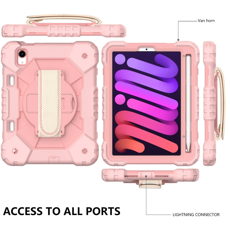 For iPad mini 2024 / mini 6 Contrast Color Robot Silicone + PC Tablet Case with Shoulder Strap(Rose Gold) - iPad mini 6 Cases by buy2fix | Online Shopping UK | buy2fix