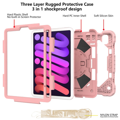 For iPad mini 2024 / mini 6 Contrast Color Robot Silicone + PC Tablet Case with Shoulder Strap(Rose Gold) - iPad mini 6 Cases by buy2fix | Online Shopping UK | buy2fix