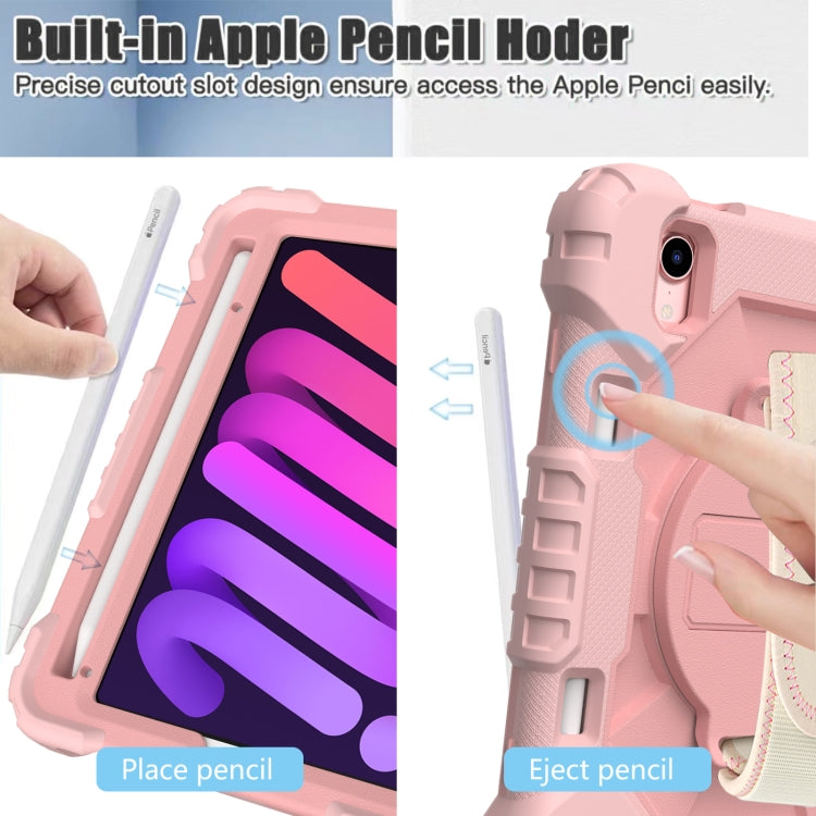 For iPad mini 2024 / mini 6 Contrast Color Robot Silicone + PC Tablet Case with Shoulder Strap(Rose Gold) - iPad mini 6 Cases by buy2fix | Online Shopping UK | buy2fix