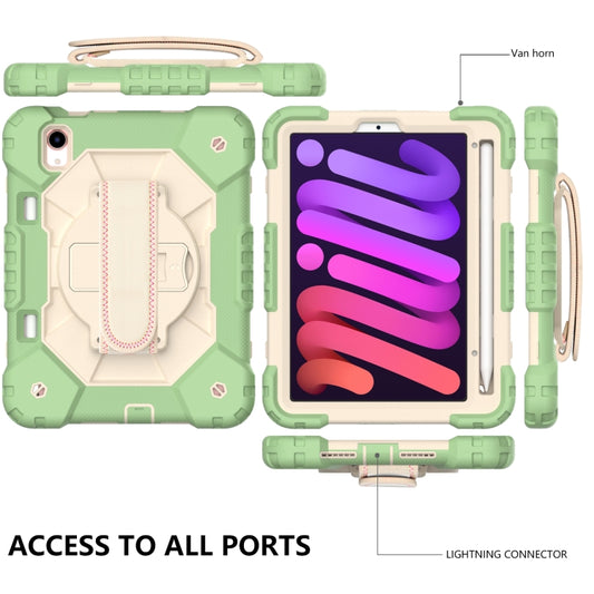 For iPad mini 2024 / mini 6 Contrast Color Robot Silicone + PC Tablet Case with Shoulder Strap(Matcha Green+Beige) - iPad mini 6 Cases by buy2fix | Online Shopping UK | buy2fix