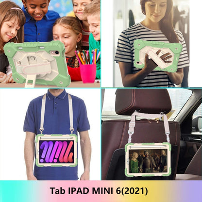 For iPad mini 2024 / mini 6 Contrast Color Robot Silicone + PC Tablet Case with Shoulder Strap(Matcha Green+Beige) - iPad mini 6 Cases by buy2fix | Online Shopping UK | buy2fix