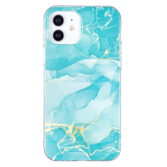 For iPhone 12 mini IMD Marble Pattern TPU Phone Case (Green)