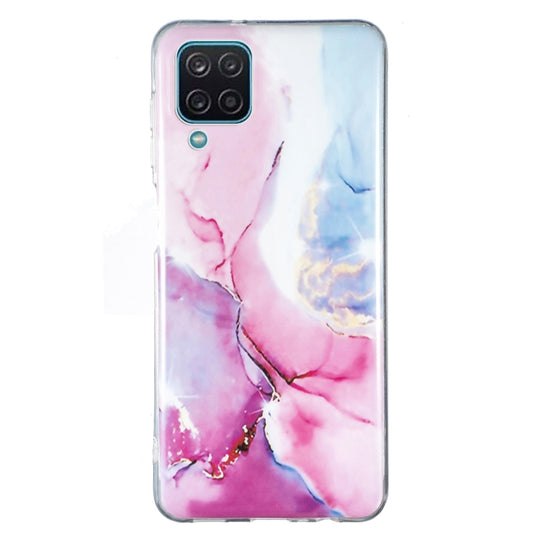 For Samsung Galaxy A12 5G IMD Marble Pattern TPU Phone Case(Pink Blue)