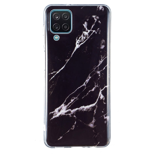 For Samsung Galaxy A12 5G IMD Marble Pattern TPU Phone Case(Black)