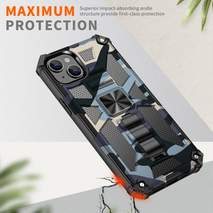 For iPhone 14 Camouflage Armor Shockproof TPU + PC Magnetic Phone Case (Mint Green) by buy2fix