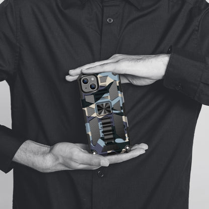 For iPhone 14 Camouflage Armor Shockproof TPU + PC Magnetic Phone Case (Baby Blue) by buy2fix