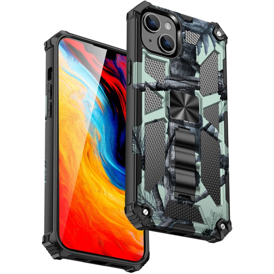 For iPhone 14 Plus Camouflage Armor Shockproof TPU + PC Magnetic Phone Case (Mint Green) by buy2fix