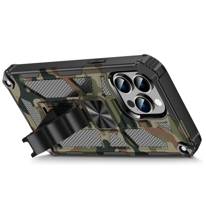 For iPhone 14 Pro Camouflage Armor Shockproof TPU + PC Magnetic Phone Case(Army Green) by buy2fix
