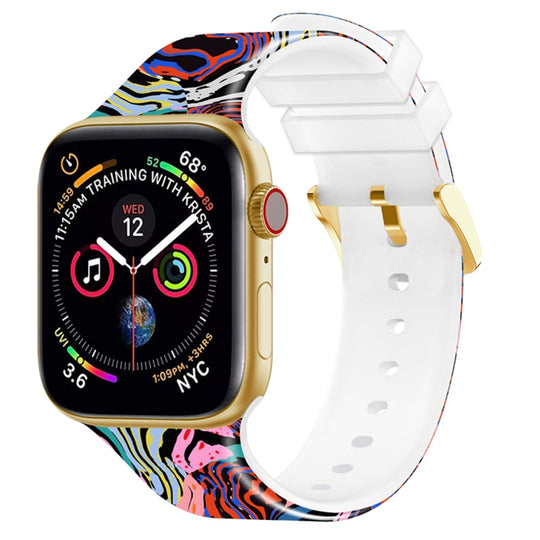 Square Buckle Color Printing Watch Band For Apple Watch Ultra 49mm&Watch Ultra 2 49mm / Series 9&8&7 45mm / SE 3&SE 2&6&SE&5&4 44mm / 3&2&1 42mm(Zebra)