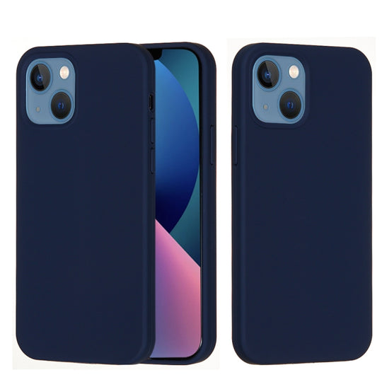 For iPhone 14 Plus Solid Color Silicone Phone Case (Midnight Blue)
