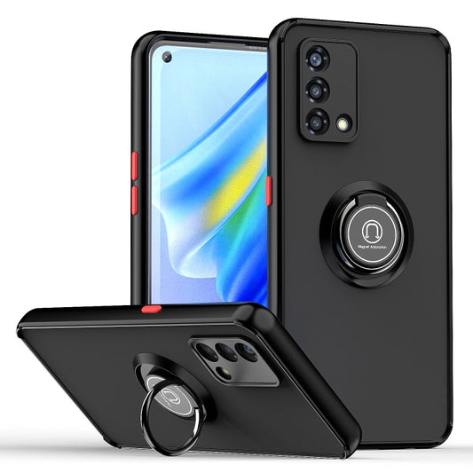 For OPPO A74 4G Q Shadow 1 Series TPU + PC Phone Case with Ring Holder(Black+Red) - OPPO Cases by buy2fix | Online Shopping UK | buy2fix
