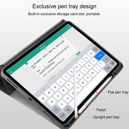 For iPad Pro 12.9 inch (2020) Mutural YASHI Series TPU + PU Cloth Pattern Texture Horizontal Flip Leather Tablet Case with Three-folding Holder & Pen Slot & Wake-up / Sleep Function(Black) - iPad Pro 12.9 (2020) Cases by buy2fix | Online Shopping UK | buy2fix