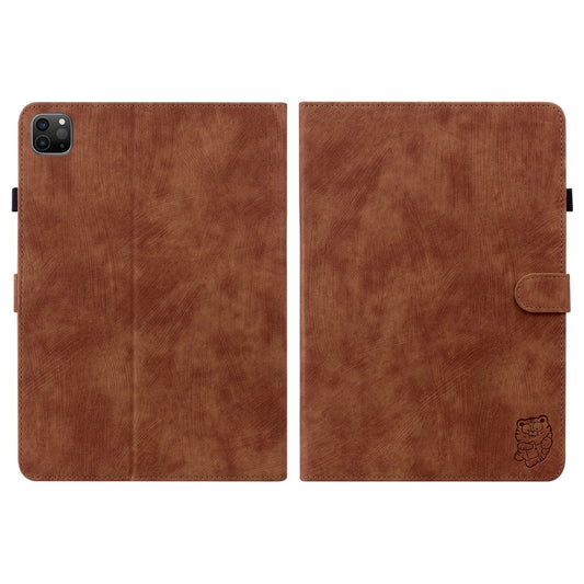 For iPad Pro 12.9 2022 / 2021 / 2020 Tiger Pattern PU Tablet Case with Sleep / Wake-up Function(Brown) - iPad Pro 12.9 (2022/2021) Cases by buy2fix | Online Shopping UK | buy2fix