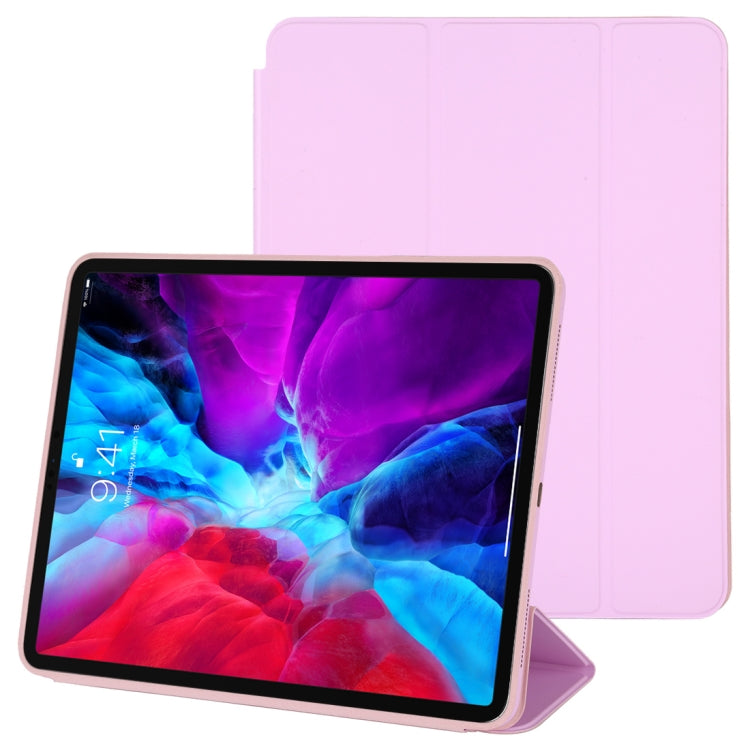 For iPad Pro 12.9 inch (2020/2021) 3-fold Horizontal Flip Smart Leather Tablet Case with Sleep / Wake-up Function & Holder(Pink) - iPad Pro 12.9 (2022/2021) Cases by buy2fix | Online Shopping UK | buy2fix