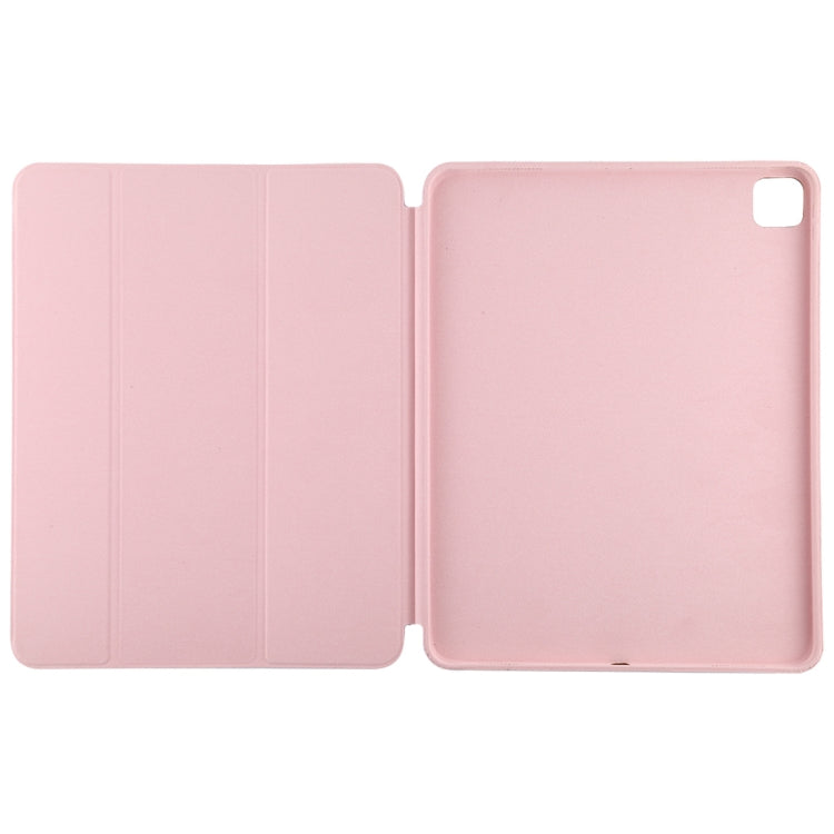 For iPad Pro 12.9 inch (2020/2021) 3-fold Horizontal Flip Smart Leather Tablet Case with Sleep / Wake-up Function & Holder(Pink) - iPad Pro 12.9 (2022/2021) Cases by buy2fix | Online Shopping UK | buy2fix