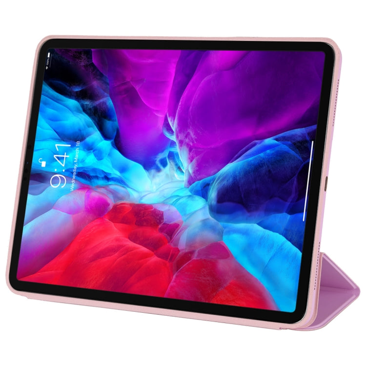 For iPad Pro 12.9 inch (2020/2021) 3-fold Horizontal Flip Smart Leather Tablet Case with Sleep / Wake-up Function & Holder(Pink) - iPad Pro 12.9 (2022/2021) Cases by buy2fix | Online Shopping UK | buy2fix