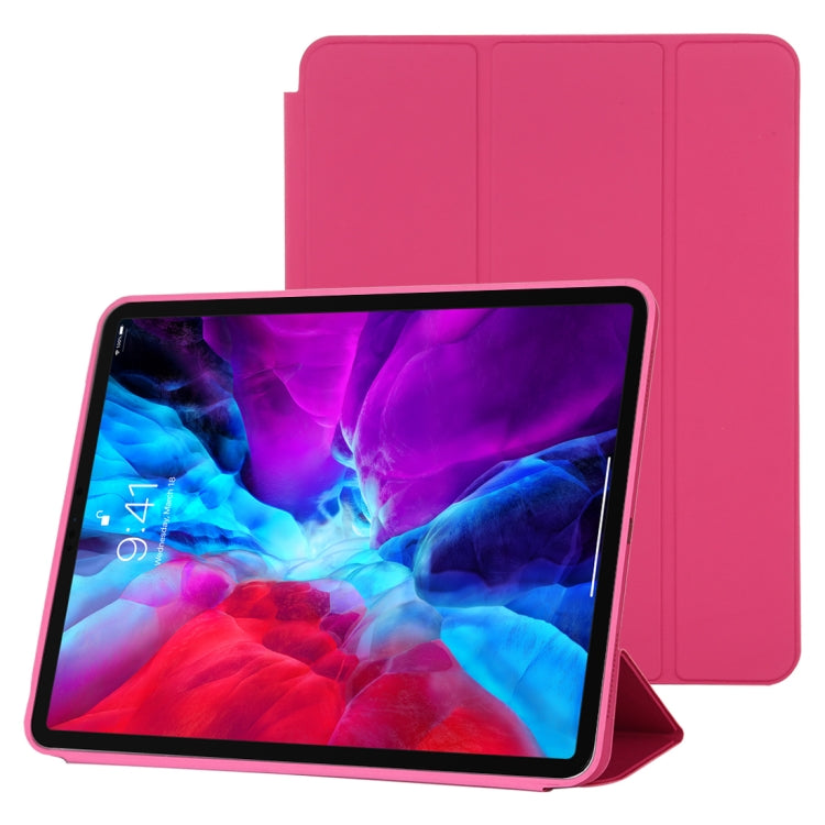 For iPad Pro 12.9 inch (2020/2021) 3-fold Horizontal Flip Smart Leather Tablet Case with Sleep / Wake-up Function & Holder(Rose Red) - iPad Pro 12.9 (2022/2021) Cases by buy2fix | Online Shopping UK | buy2fix
