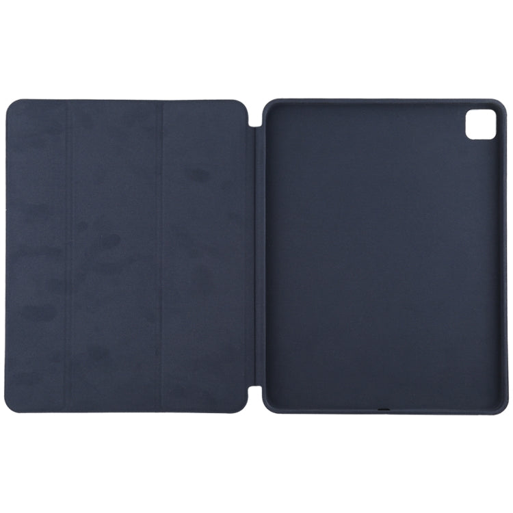 For iPad Pro 12.9 inch (2020/2021) 3-fold Horizontal Flip Smart Leather Tablet Case with Sleep / Wake-up Function & Holder(Dark Blue) - iPad Pro 12.9 (2022/2021) Cases by buy2fix | Online Shopping UK | buy2fix