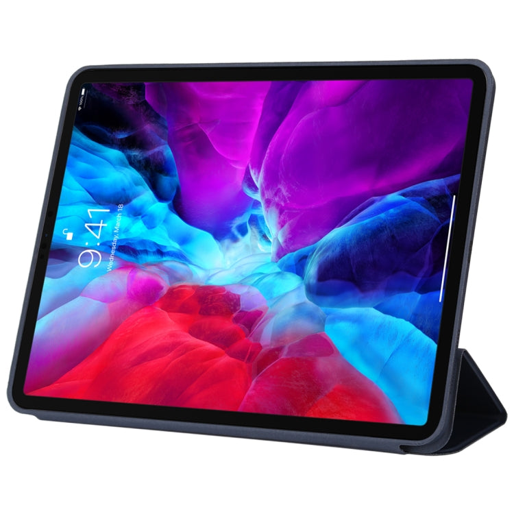 For iPad Pro 12.9 inch (2020/2021) 3-fold Horizontal Flip Smart Leather Tablet Case with Sleep / Wake-up Function & Holder(Dark Blue) - iPad Pro 12.9 (2022/2021) Cases by buy2fix | Online Shopping UK | buy2fix