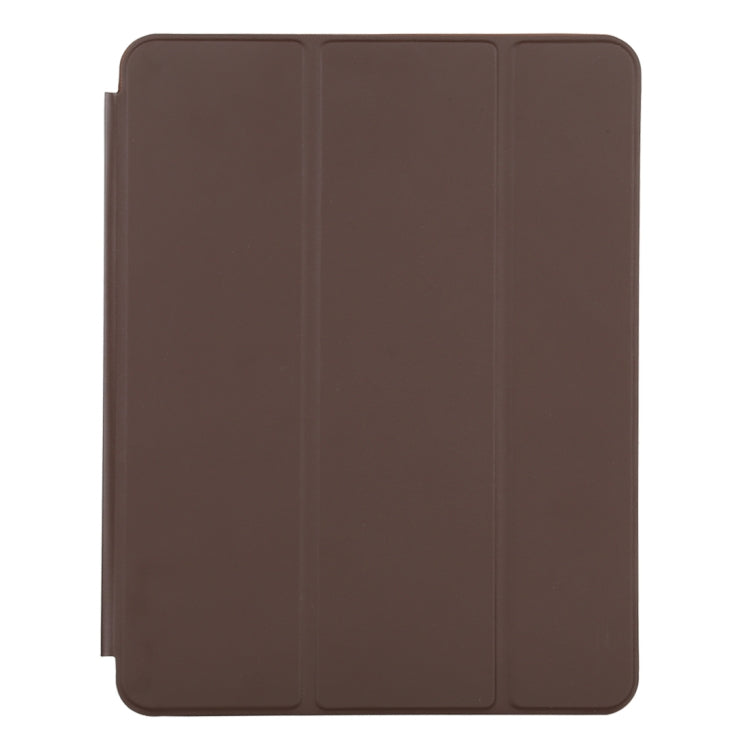 For iPad Pro 12.9 inch (2020/2021) 3-fold Horizontal Flip Smart Leather Tablet Case with Sleep / Wake-up Function & Holder(Brown) - iPad Pro 12.9 (2022/2021) Cases by buy2fix | Online Shopping UK | buy2fix