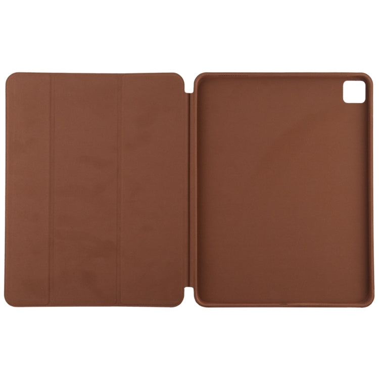 For iPad Pro 12.9 inch (2020/2021) 3-fold Horizontal Flip Smart Leather Tablet Case with Sleep / Wake-up Function & Holder(Brown) - iPad Pro 12.9 (2022/2021) Cases by buy2fix | Online Shopping UK | buy2fix