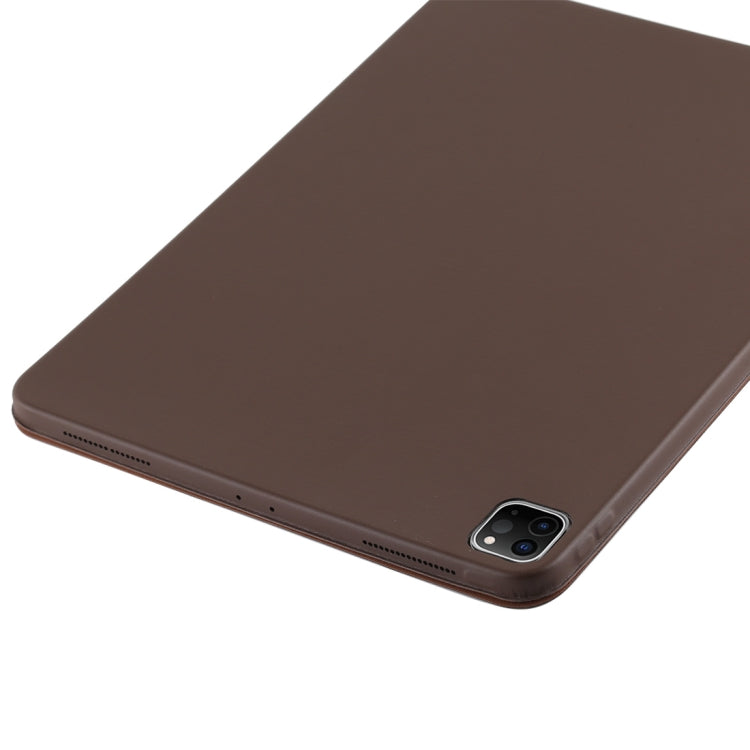 For iPad Pro 12.9 inch (2020/2021) 3-fold Horizontal Flip Smart Leather Tablet Case with Sleep / Wake-up Function & Holder(Brown) - iPad Pro 12.9 (2022/2021) Cases by buy2fix | Online Shopping UK | buy2fix