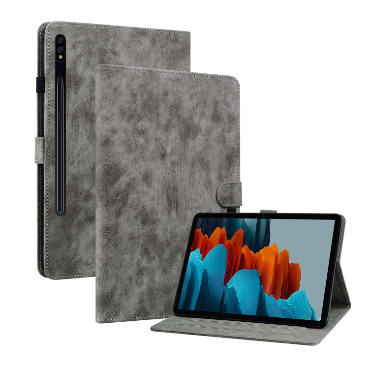 For Samsung Galaxy Tab S7/Tab S8 Tiger Pattern Flip Leather Tablet Case(Grey) by buy2fix