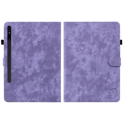 For Samsung Galaxy Tab S7/Tab S8 Tiger Pattern Flip Leather Tablet Case(Purple) by buy2fix