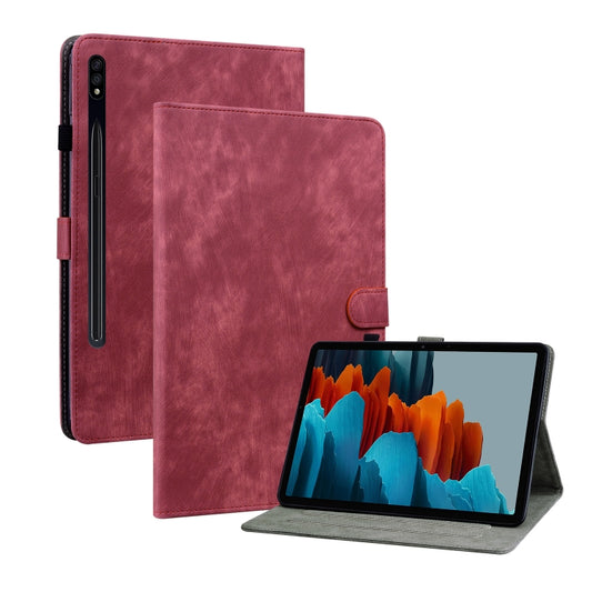 For Samsung Galaxy Tab S7/Tab S8 Tiger Pattern Flip Leather Tablet Case(Red) by buy2fix