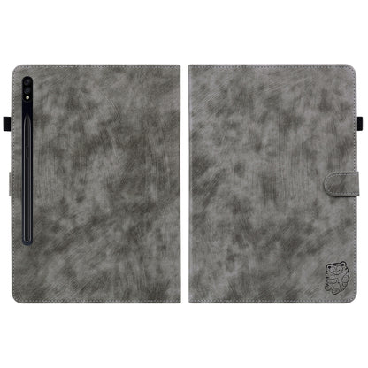 For Samsung Galaxy Tab S7+/Tab S8+ Tiger Pattern Flip Leather Tablet Case(Grey) by buy2fix