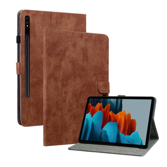 For Samsung Galaxy Tab S7+/Tab S8+ Tiger Pattern Flip Leather Tablet Case(Brown) by buy2fix